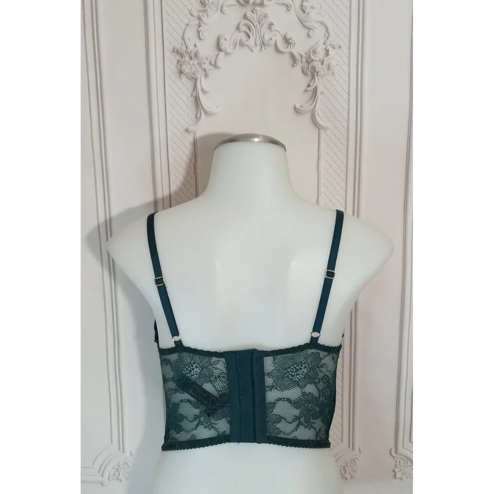 Victoria’s Secret Very Sexy Bustier Longline Push Up Bra Top Dark Teal Green 32C - Picture 5 of 9